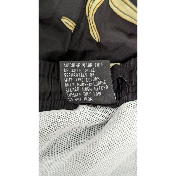 Rejork Mens Size XL Black Banana Print Elastic Waist Swimwear Board Shorts - Picture 9 of 9
